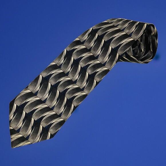 DANIELLI MILANO NECKTIE TIE 100% Silk Italian Hand Made 58X3 3/4 Gray White Blue - Picture 1 of 5
